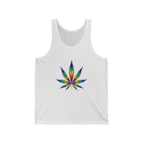 Rainbow Weed Leaf Unisex Jersey Tank