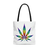 Colorful Rainbow Marijuana Tote Bag