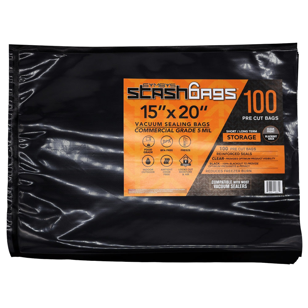 Symbys StashBags Precut Vacuum Seal Bags - Black & Clear