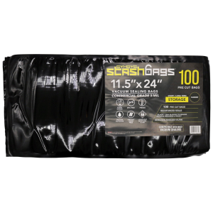 StashBags - 11.5 x 24 Black & Clear Pre-Cut Vacuum Seal Bags w/Zipper (50ct) - 11.5