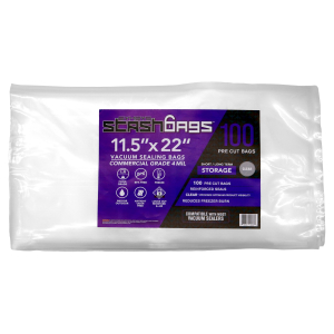 StashBags Vacuum Seal Bags(100 ct) Precut 11.5in x 22in Clear