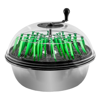 16 in Clear Top Manual Bowl Trimmer with top placed on trim section, on bowl