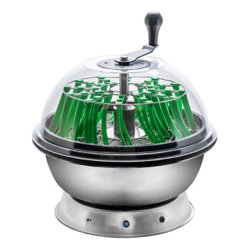 16 in Clear Top Motorized Bowl Trimmer with top placed on trim section, on bowl