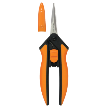 Fiskars Micro-Tip Pruning Snips closed with blade cover