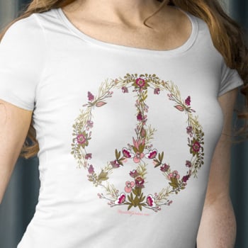 Monster Gardens Floral Peace Sign T-Shirt - WOMENS V-Neck