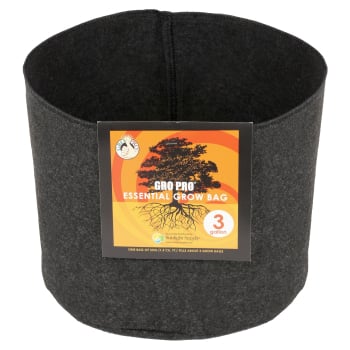 Gro Pro Essential Round Fabric Pot, 3 Gallon - Black