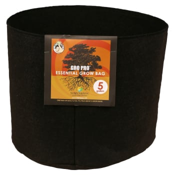 Gro Pro Essential Round Fabric Pot, 5 Gallon - Black