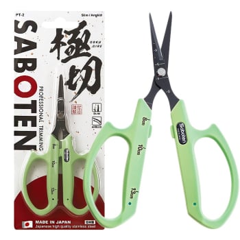 Saboten Angled Blade Trimming Shears Scissors - Green