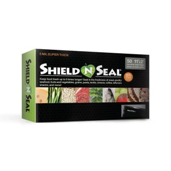 Shield N Seal – Pre-Cut Vacuum Seal Bags, All Black - 11 in x 24 in (Pack of 50), box