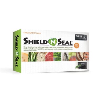 Shield N Seal – Pre-Cut Vacuum Seal Bags, Clear and Black - 11 in x 24 in (Pack of 50)