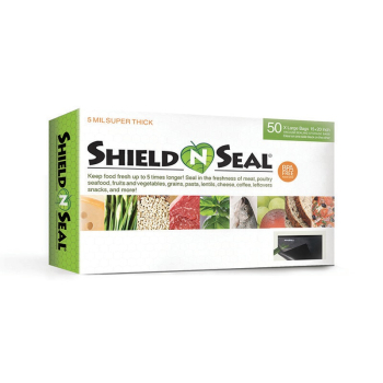 Shield N Seal – Pre-Cut Vacuum Seal Bags, Clear and Black - 15 in x 20 in (Pack of 50)