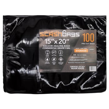 Symbys StashBags – Pre-Cut Vacuum Seal Bags, All Black - 15 in x 20 in (Pack of 100)