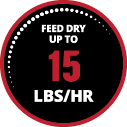 Feed dry up to 15 lbs per hour
