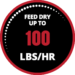 Feed dry up to 100 lbs per hour