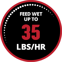 Feed wet up to 35 lbs per hour