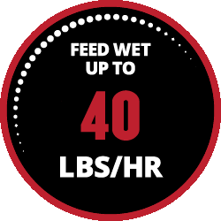 Feed wet up to 40 lbs per hour
