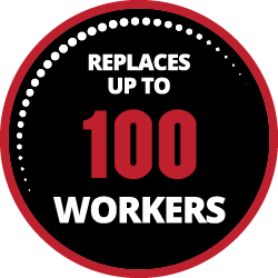 Replaces up to 100 Workers