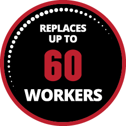 Replaces up to 60 Workers