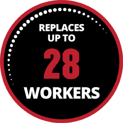 Replaces up to 28 Workers